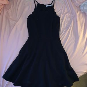 JustFab Black Scalloped Skater Dress